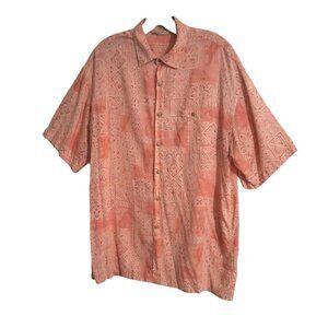 Paradise Collection Men's Button Down Tropical Shirt Orange X-Large